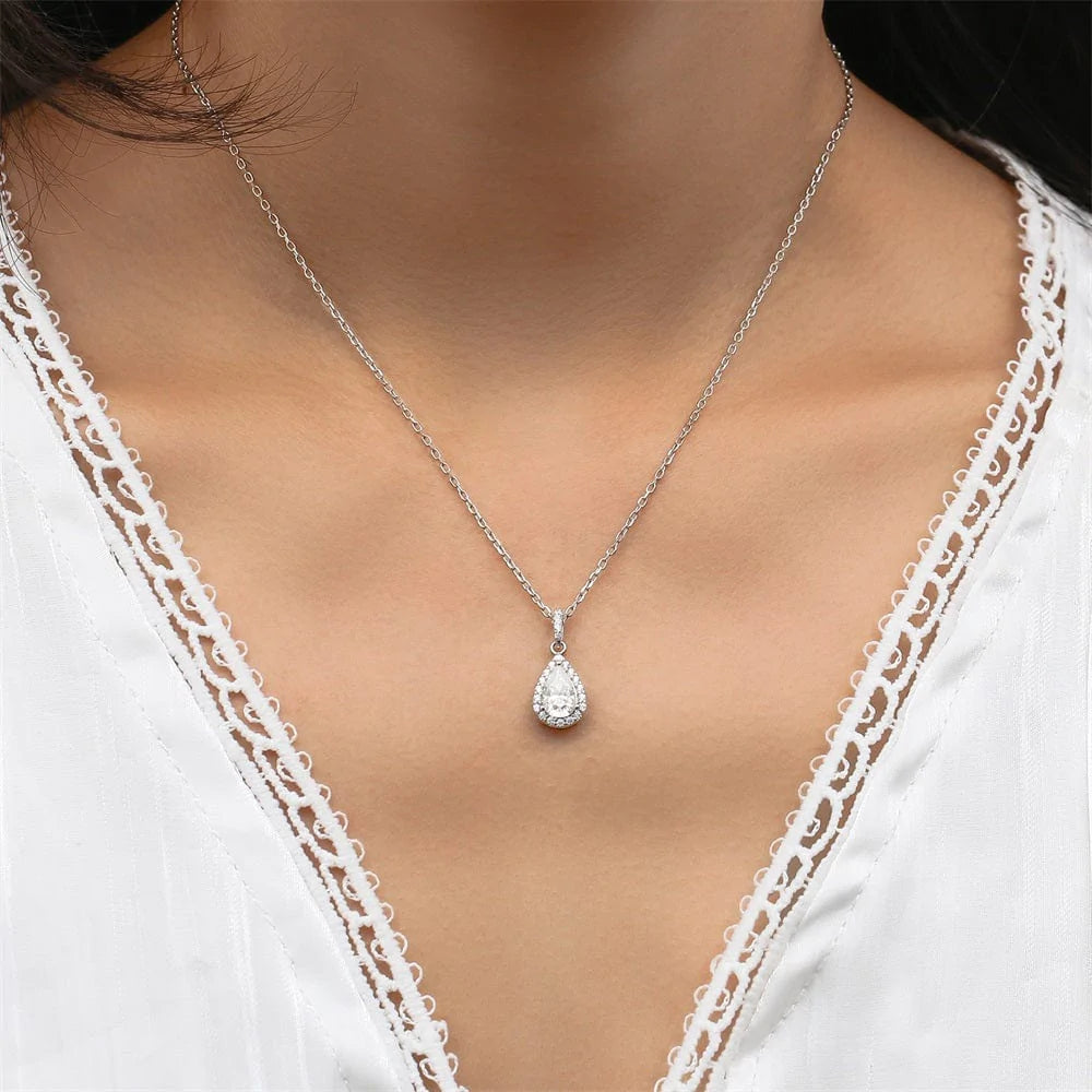 Halo Pear Cut Necklace